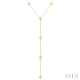 1 ctw Bezel Set Round Cut Diamond Y-Shape Lariat Station Necklace in 14K Yellow Gold